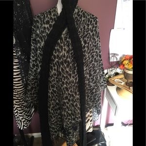 Black and grey open poncho